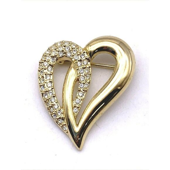 Signed Napier Heart Pin Brooch Rhinestones - Picture 1 of 7